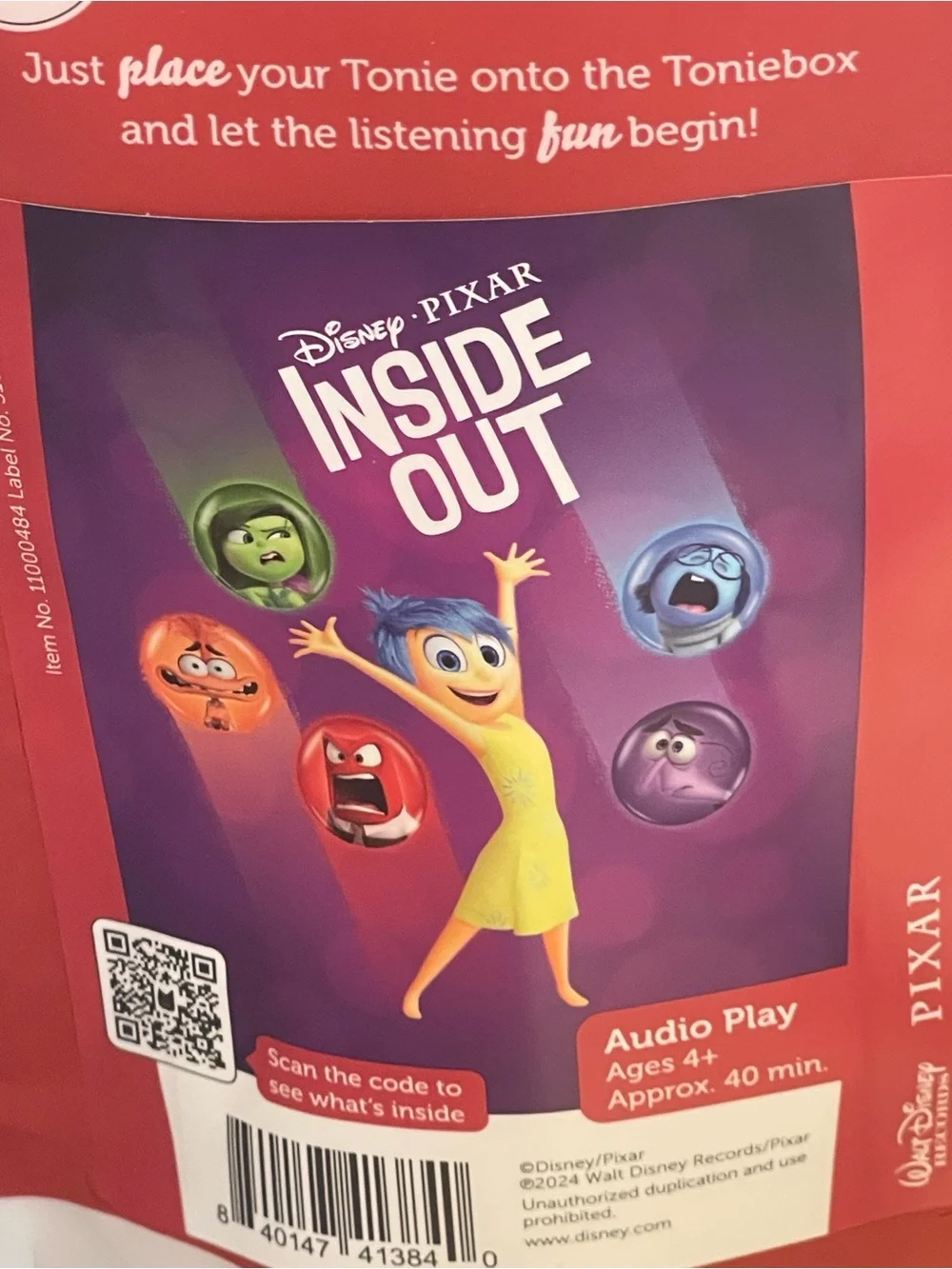 Tonies Disney Pixar Inside Out Joy Audio Character - Yellow & Blue NIP